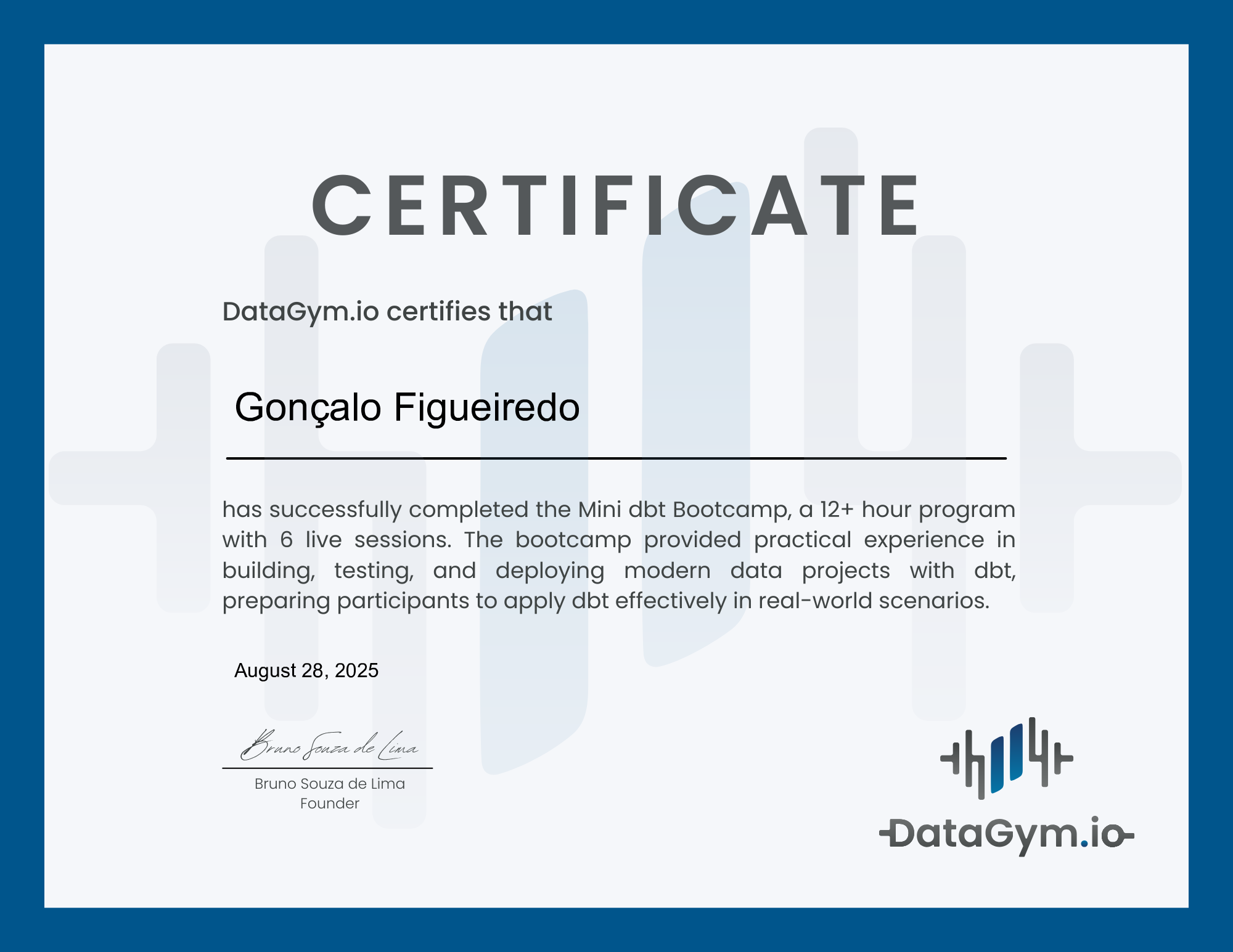 Gonçalo Figueiredo - DataGym.io Mini dbt Bootcamp Certification